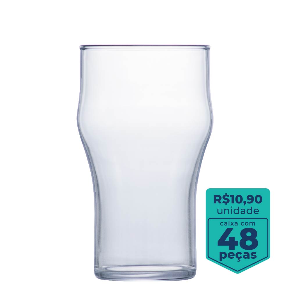 Copo de Vidro Nonic M Temperado  Para Cerveja 350ml | Caixa Com 48 Peças - Ruvolo - Foto 0