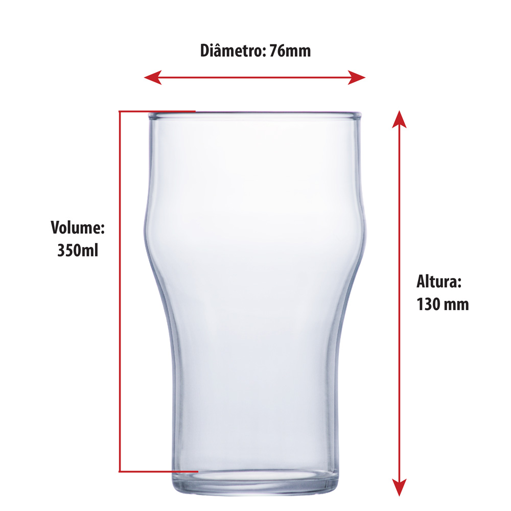 Copo de Vidro Nonic M Temperado  Para Cerveja 350ml | Caixa Com 48 Peças - Ruvolo - Foto 2