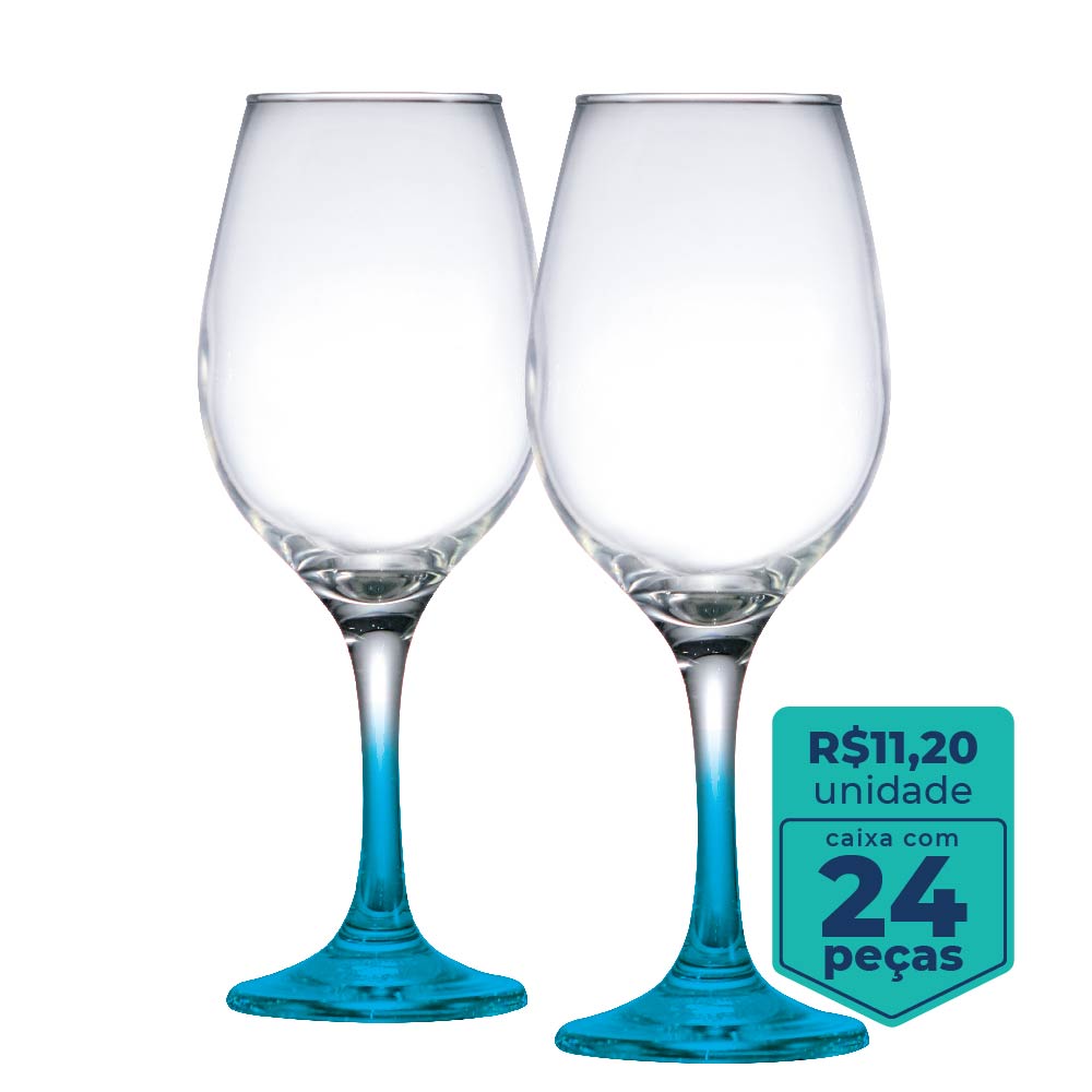 Taça De Vidro One Azul Para Drink 385ml | Caixa Com 24 Peças - Ruvolo - Foto 1