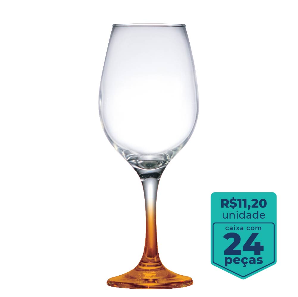 Taça De Vidro One Laranja Para Drink 385ml | Caixa Com 24 Peças - Ruvolo - Foto 0