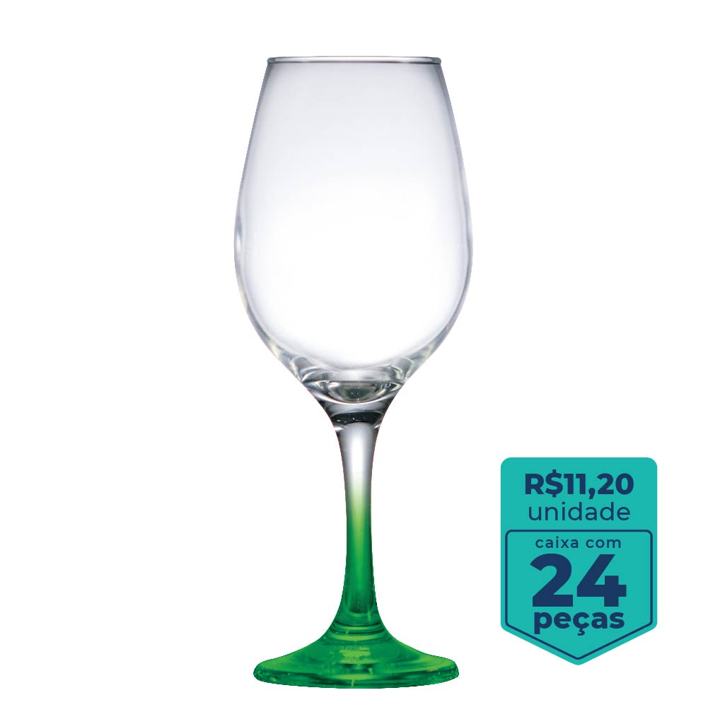 Taça de Vidro One Verde Para Drink 385ml | Caixa Com 24 peças - Ruvolo - Foto 0
