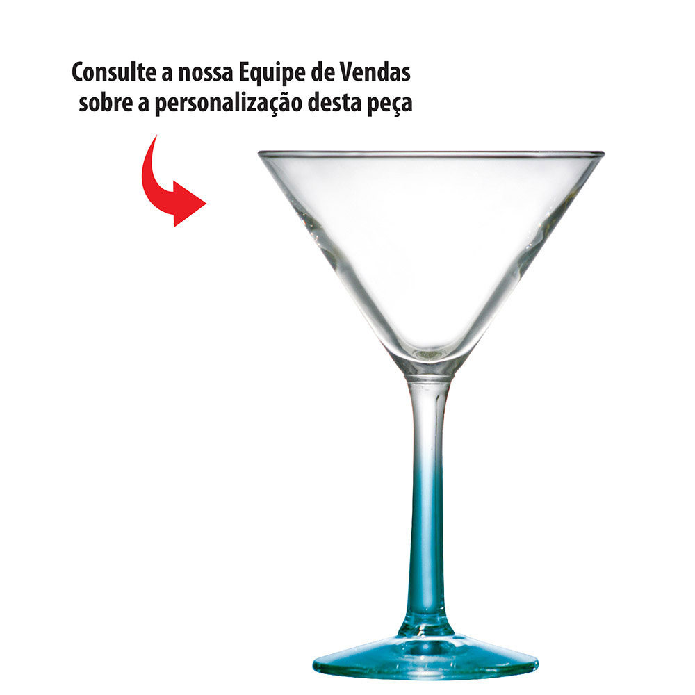 Taça de Vidro para Martini Azul 225ml CAIXA COM 24 | Ref. 80727302