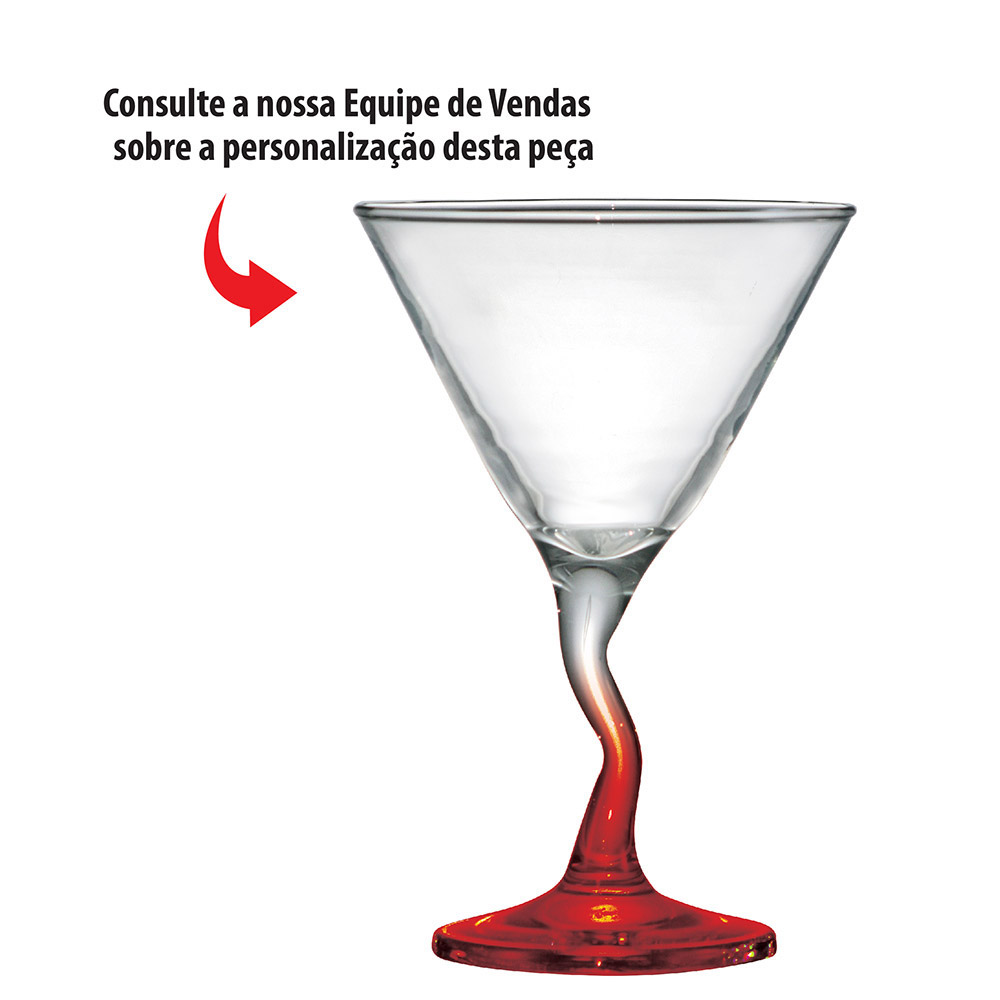 Taça de Vidro Twister Vermelha Para Martini  225ml | Caixa Com 24 Peças -  Ruvolo - Foto 3
