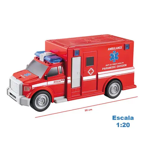 Carro Friccao Ambulancia Com Luz E Som Cores Sortidas, DM Toys