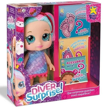 Diver Surprise Dolls Cabelo Verde e Rosa - 8171 Divertoys