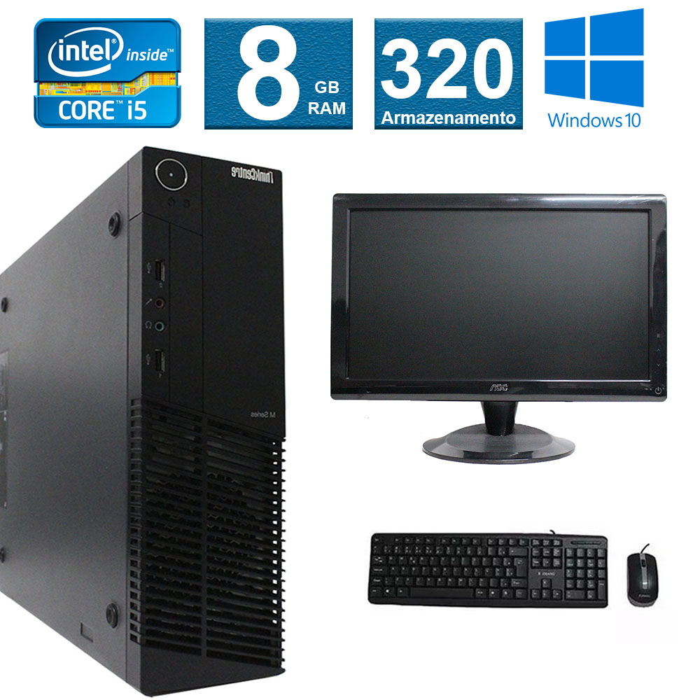 Computador Desktop Lenovo ThinkCenter M92 I5 8gb 320gb Monitor 18 Polegadas