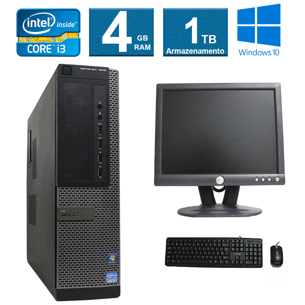 CPU Desktop Dell Optiplex 7010 i3 3° Geração 4GB 1TB Monitor 15 Multimarcas