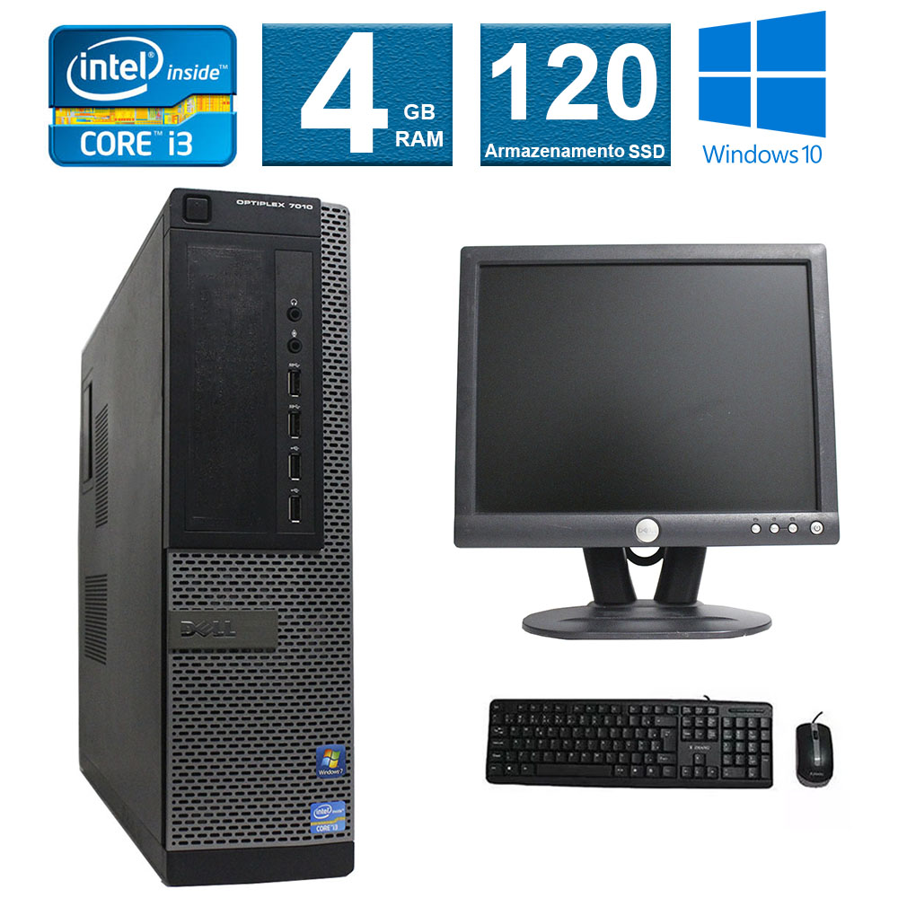 CPU Desktop Dell Optiplex 7010 i3 3° Geração 4GB SSD 120Gb Monitor 15 Multimarcas