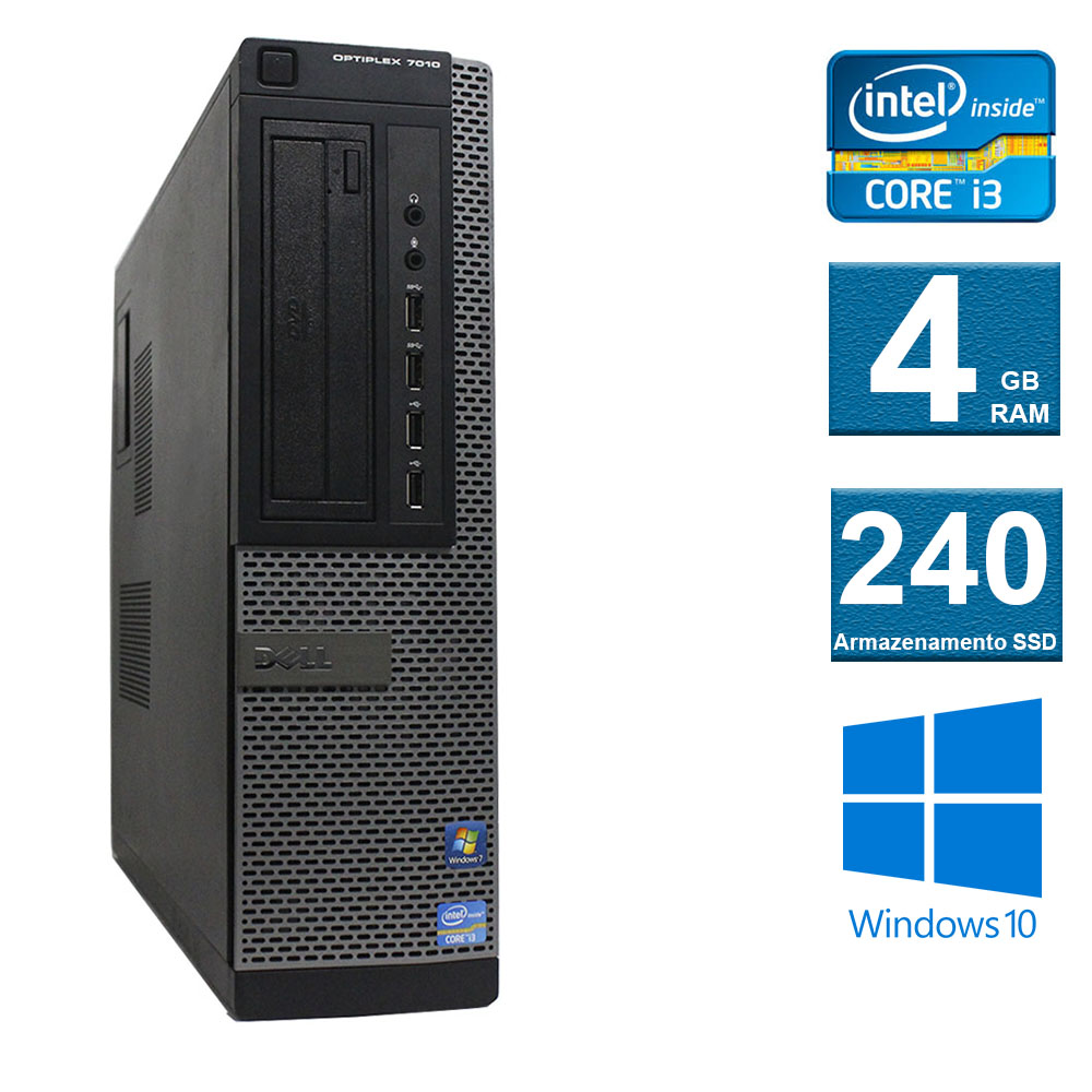 CPU Desktop Dell Optiplex 7010 i3 3° Geração 4GB SSD 240Gb (Gabinete normal)