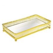 Bandeja dourada com espelho 24 cm