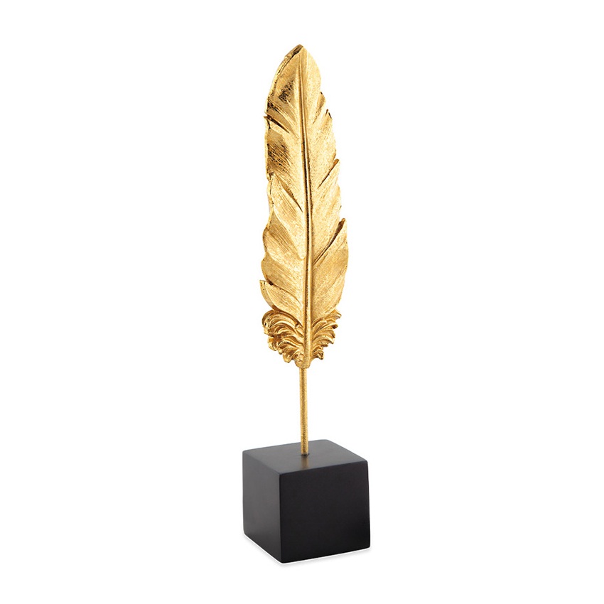 Escultura Pena dourada 33 cm
