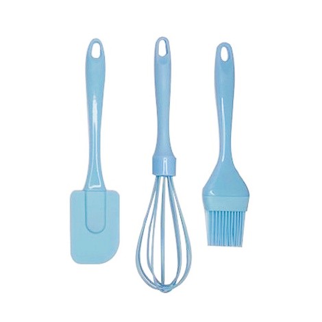 Kit utensílios de silicone azul 3 peças