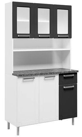 Armario de Cozinha 6P Bertolini Multipla 6143 (branco/preto)