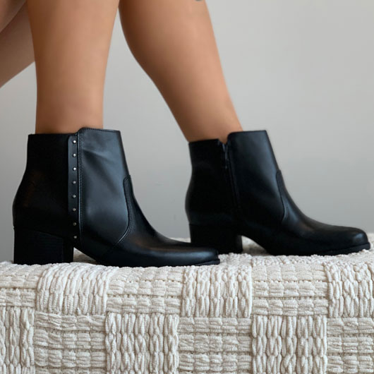 Bota Couro Clássica Ankle Boot