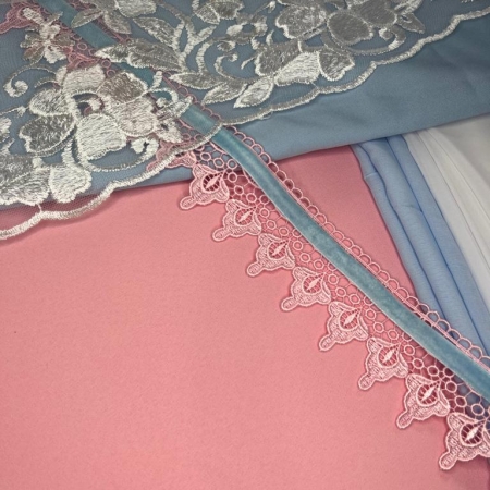 Combo de tecidos para vestido de prenda rosa e azul bebê
