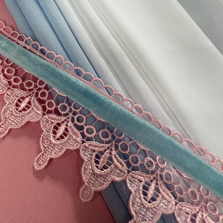 Combo de tecidos para vestido de prenda rosa e azul bebê