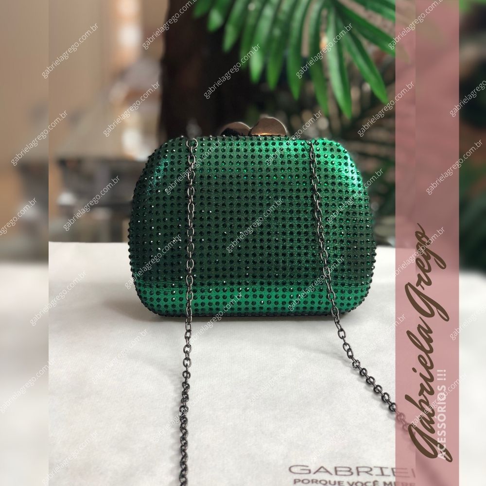 Bolsas Clutch  Verde Esmeralda Cravejada