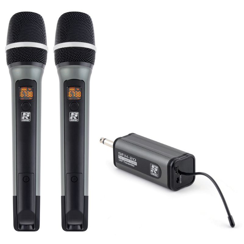 Microfone Sem Fio Staner Mao Duplo Sfh20 com receptor Compacto regarregável