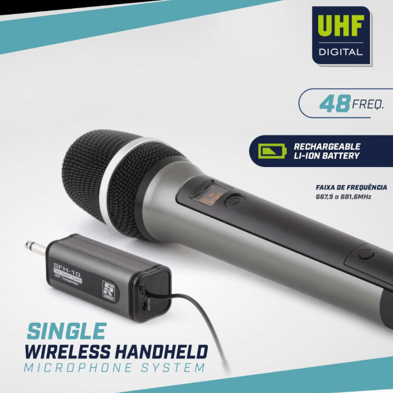 Microfone Sem Fio Staner Mão Sfh10 com receptor Compacto regarregável