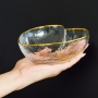 Bowl Tigela de Vidro Formato Coração Borda Dourada