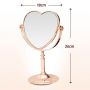 Espelho de Mesa Maquiagem Dupla Face Rose Gold Coração