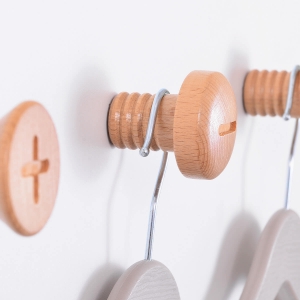 Ganchos de parede cabide Pino de madeira botões 3 peças