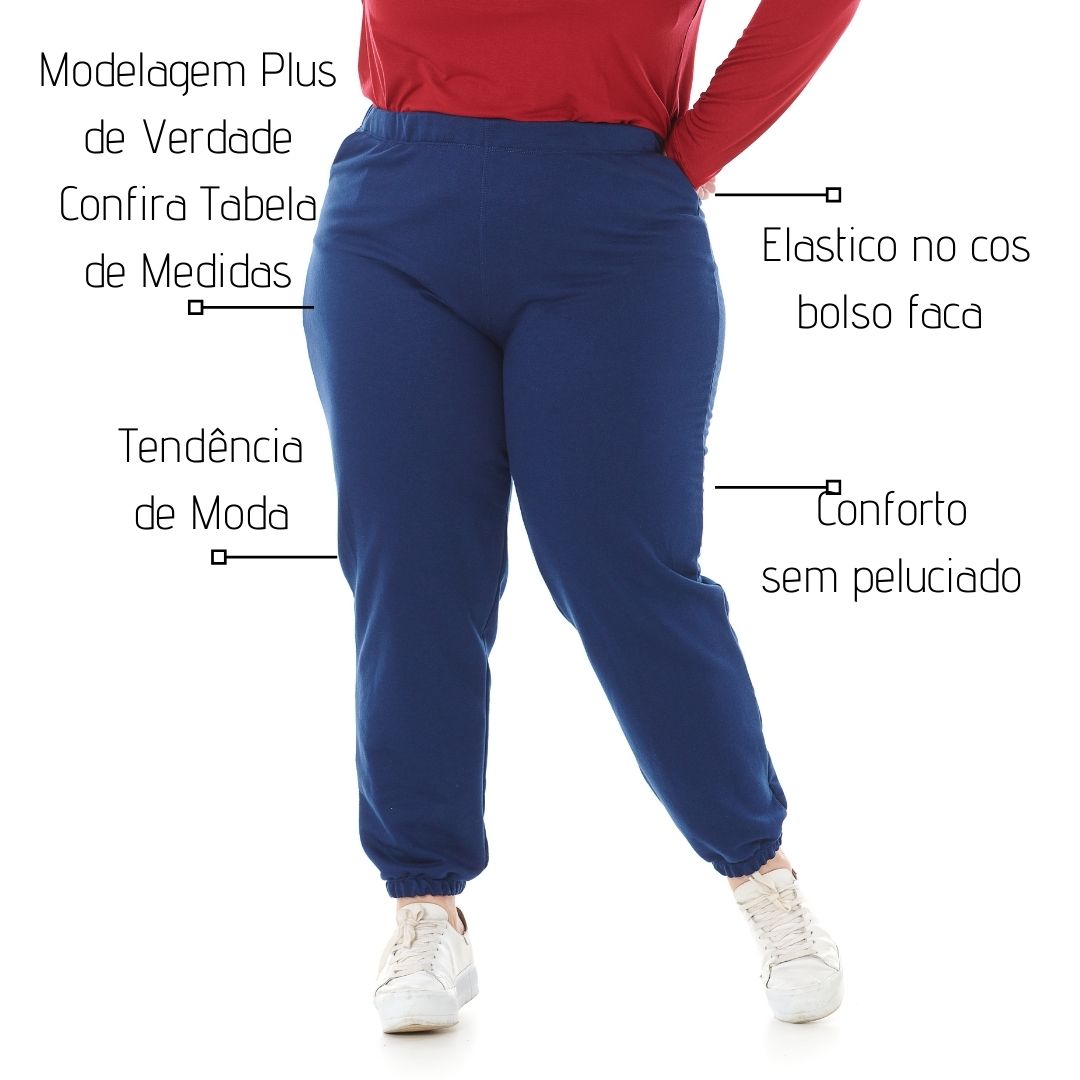 Calça de Moletom Feminino Plus Size jogger 1135