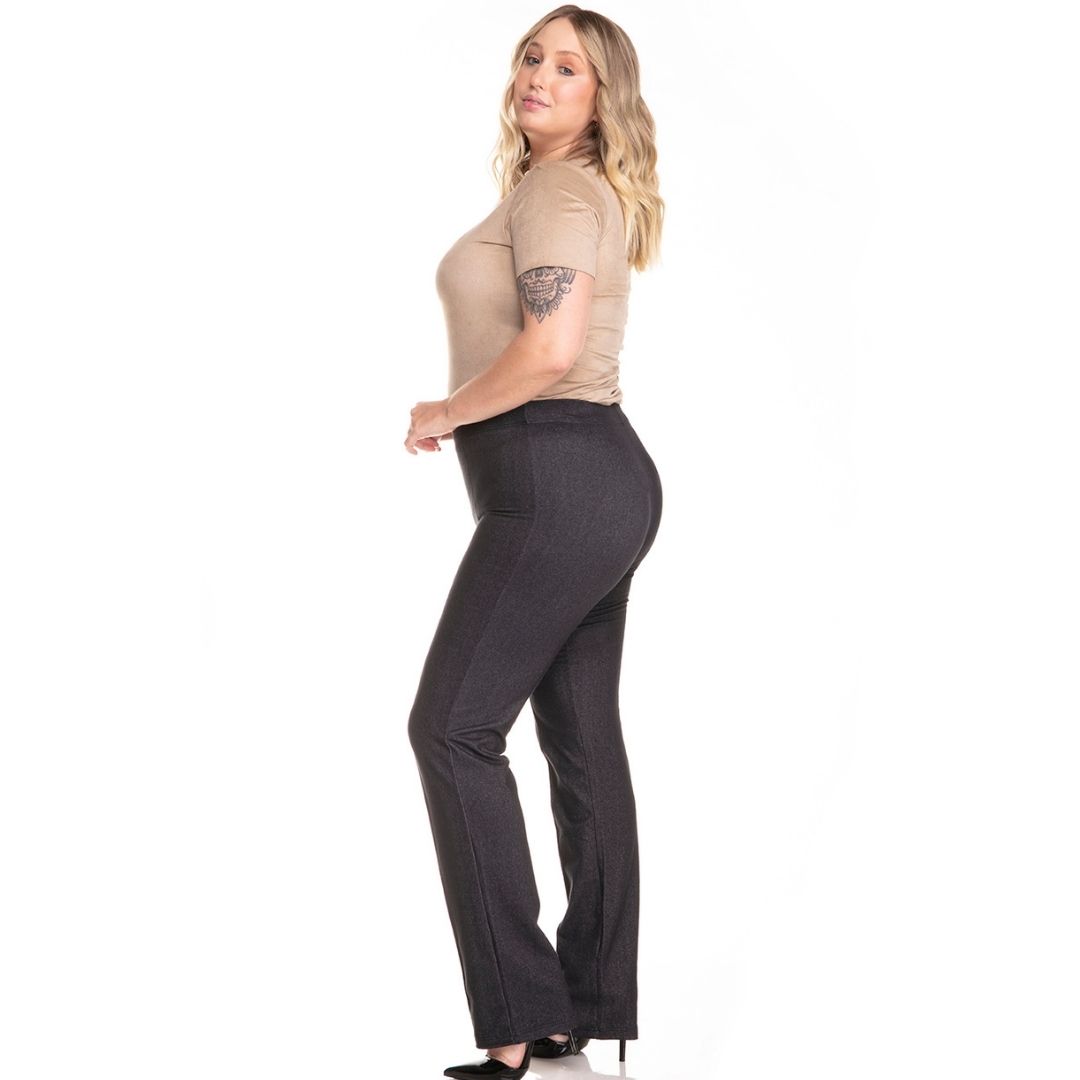 Calça Reta feminina Plus Size Cotton Jeans CN02