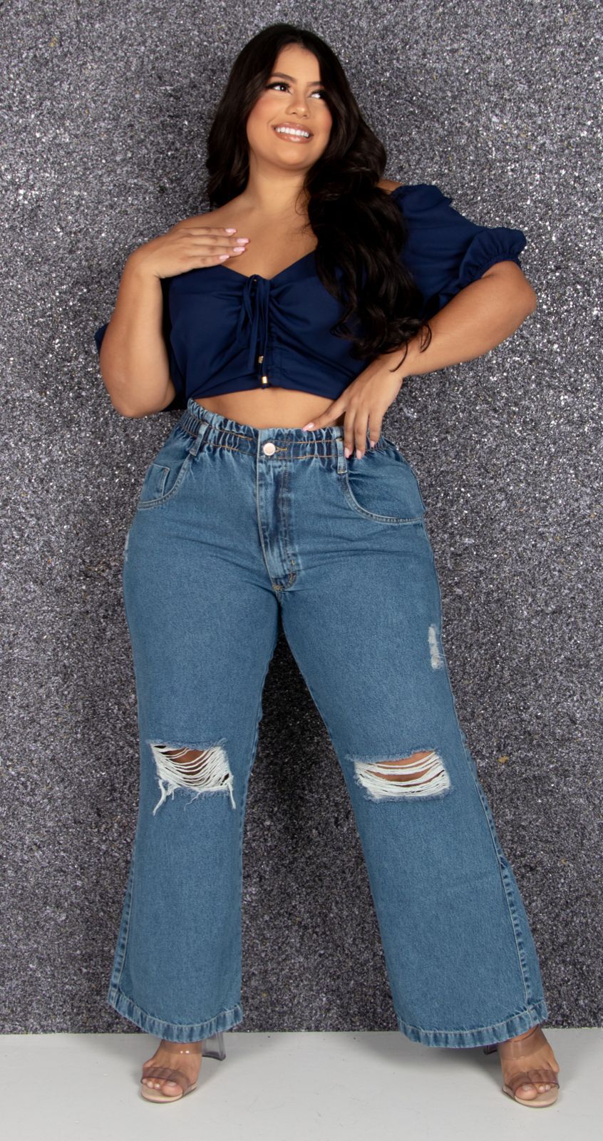 CROPPED PLUS SIZE LINDY -AZUL