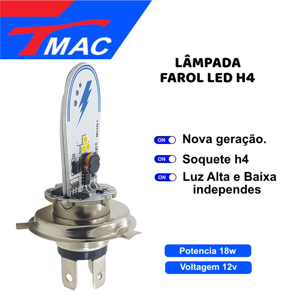 Lampada Farol Titan 150/Ti 160 Bros 150/160/Fan 150 Led H4