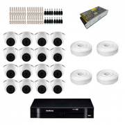 Kit CFTV intelbras HD com 16 câmeras + DVR Intelbras MHDX 1116 de 16 canais + acessórios