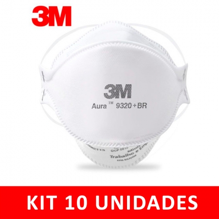 Kit 10un Máscara 3M Aura 9320 - Original 3M - Lacrada - Embalagem Individual - Inmetro