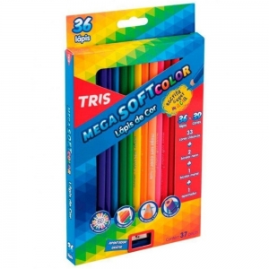 Lápis de Cor Mega Soft Color 39 Cores com Apontador - Tris