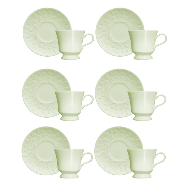Jogo 6 Xícaras de Chá Tassel Verde Menta