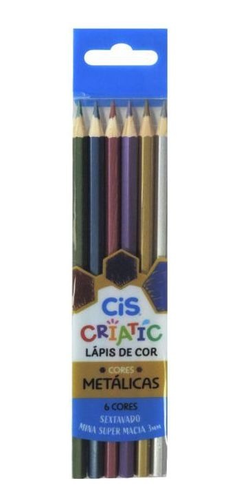 Lápis de Cor Criatic 6 Cores Metálicas - Cis