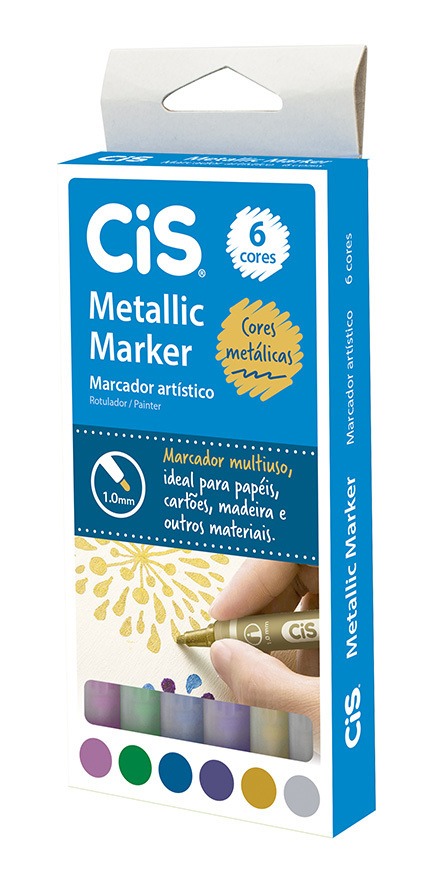 Marcador Metallic Marker 6 Cores Metálicas 1.0mm Cis