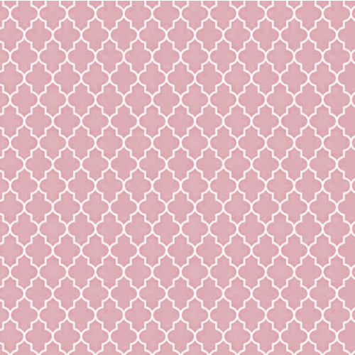 Tecido Tricoline Arabesco Branco Com Fundo Rosa - Tecidos Fernando Maluhy - 50 x 140 cm
