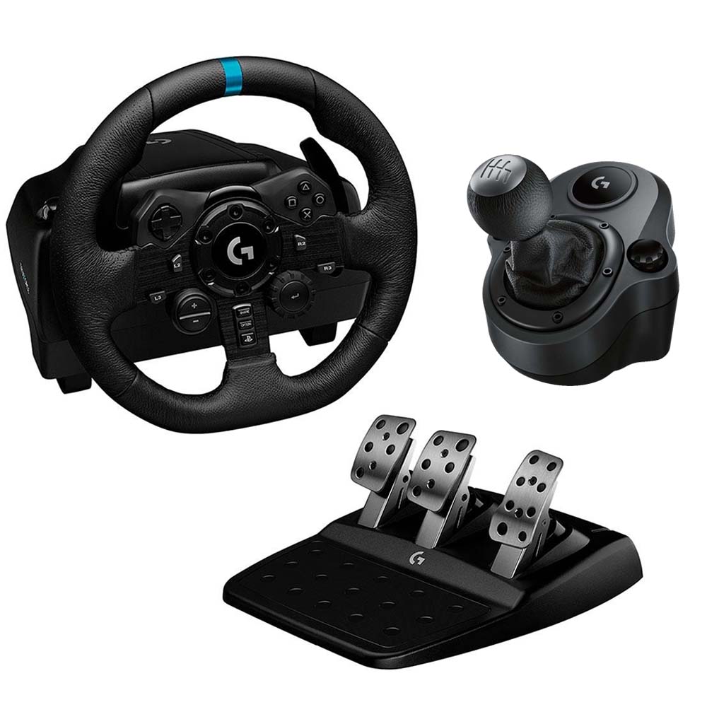 Kit Volante Logitech G923 PS5, PS4, PC TrueForce e Câmbio Logitech Driving Force Shifter 