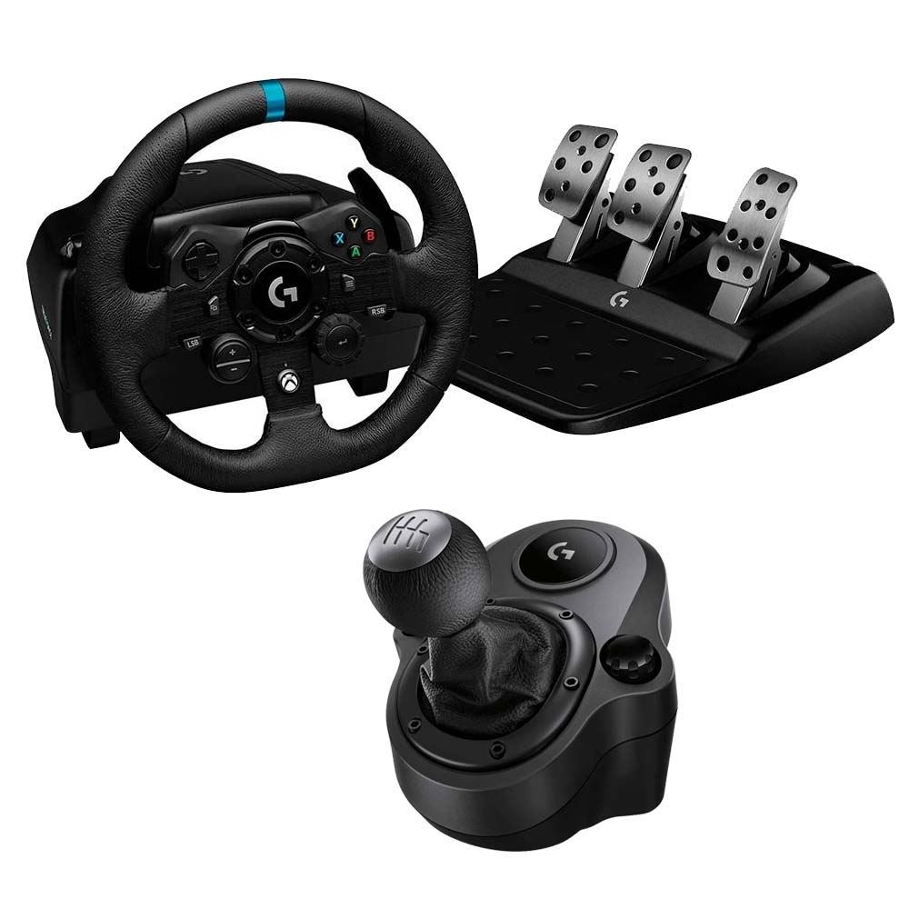 Kit Volante Logitech G923, Xbox Series X, Xbox One, PC TRUEFORCE e Câmbio Logitech Driving Force Shifter 
