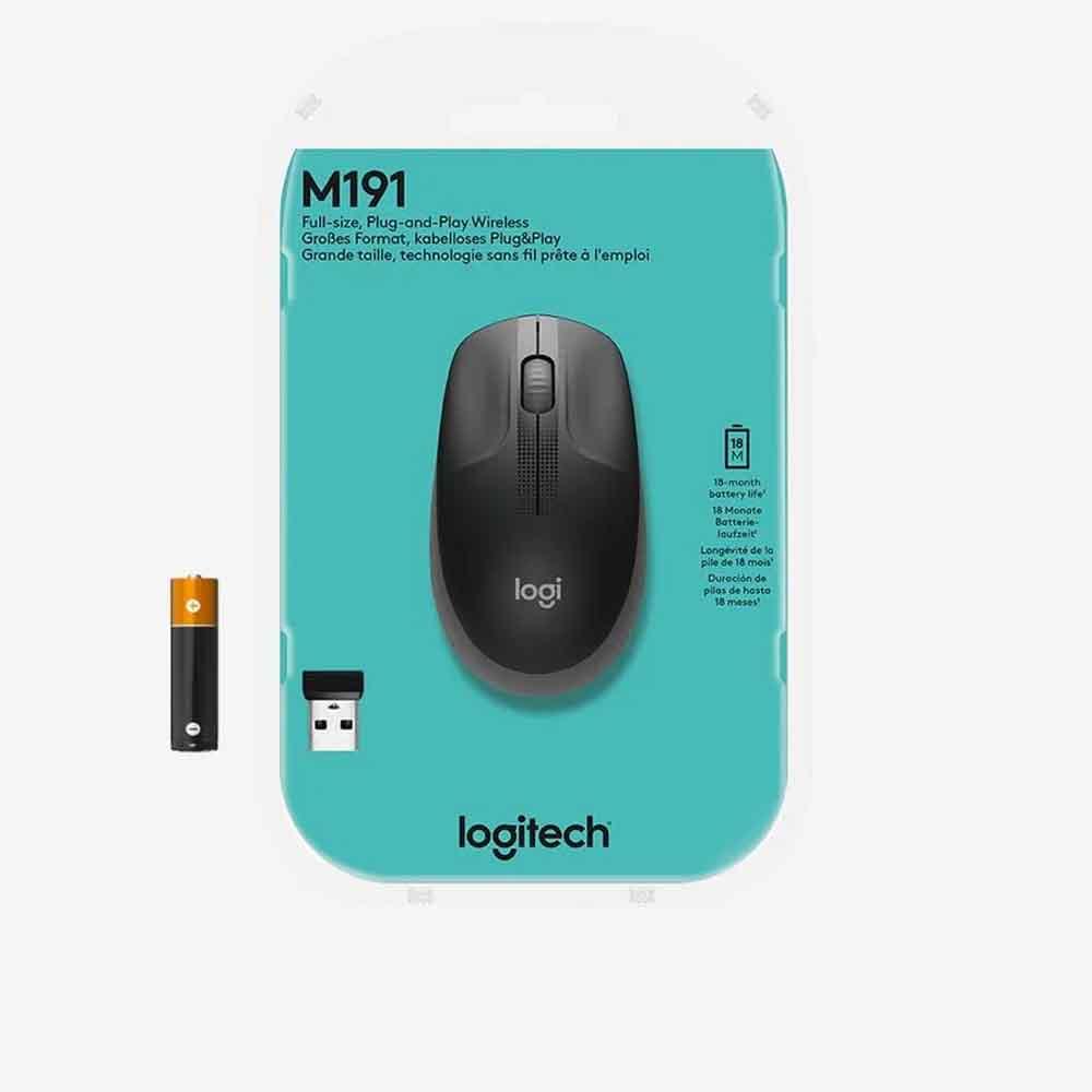 Mouse sem fio Wireless Logitech M190, 1000DPI, Cinza/Preto - 910-005902