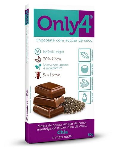 Only4 chocolate com açúcar de coco e chia 80g