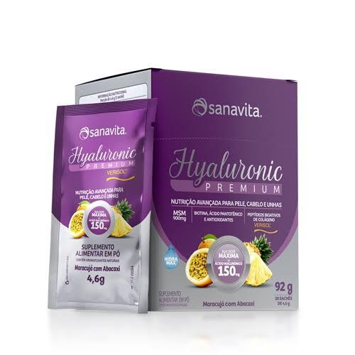 Sanavita Hyaluronic Premium Maracuja com Abacaxi contém 20 Sachês