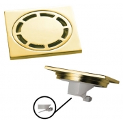 Ralo Inox Dourado Quadrado 10cm DOKA com válvula de fechamento GOLD