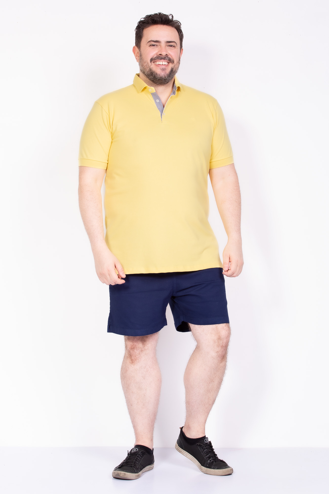 Camisa Polo Piquet Confort amarela Plus Size