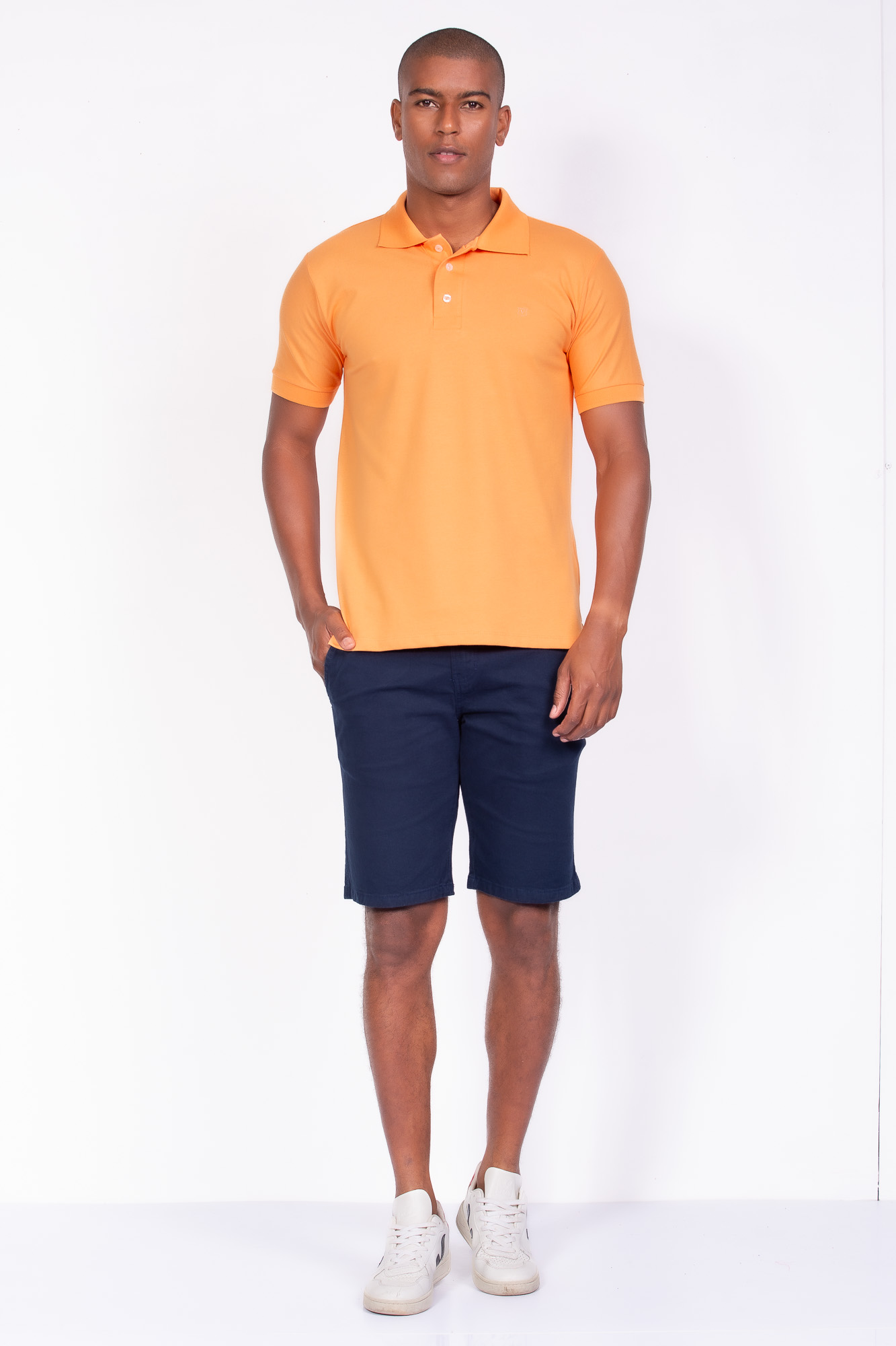 Camisa Polo Piquet Confort Básica laranja damasco
