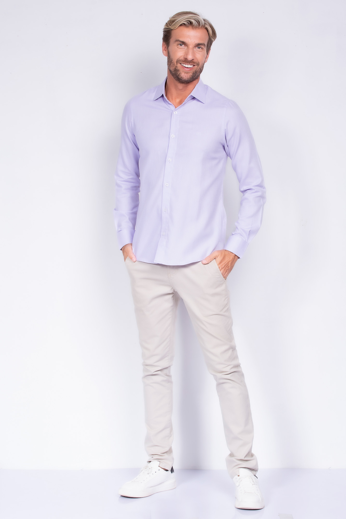 Camisa Social Slim Oxfordine lilás