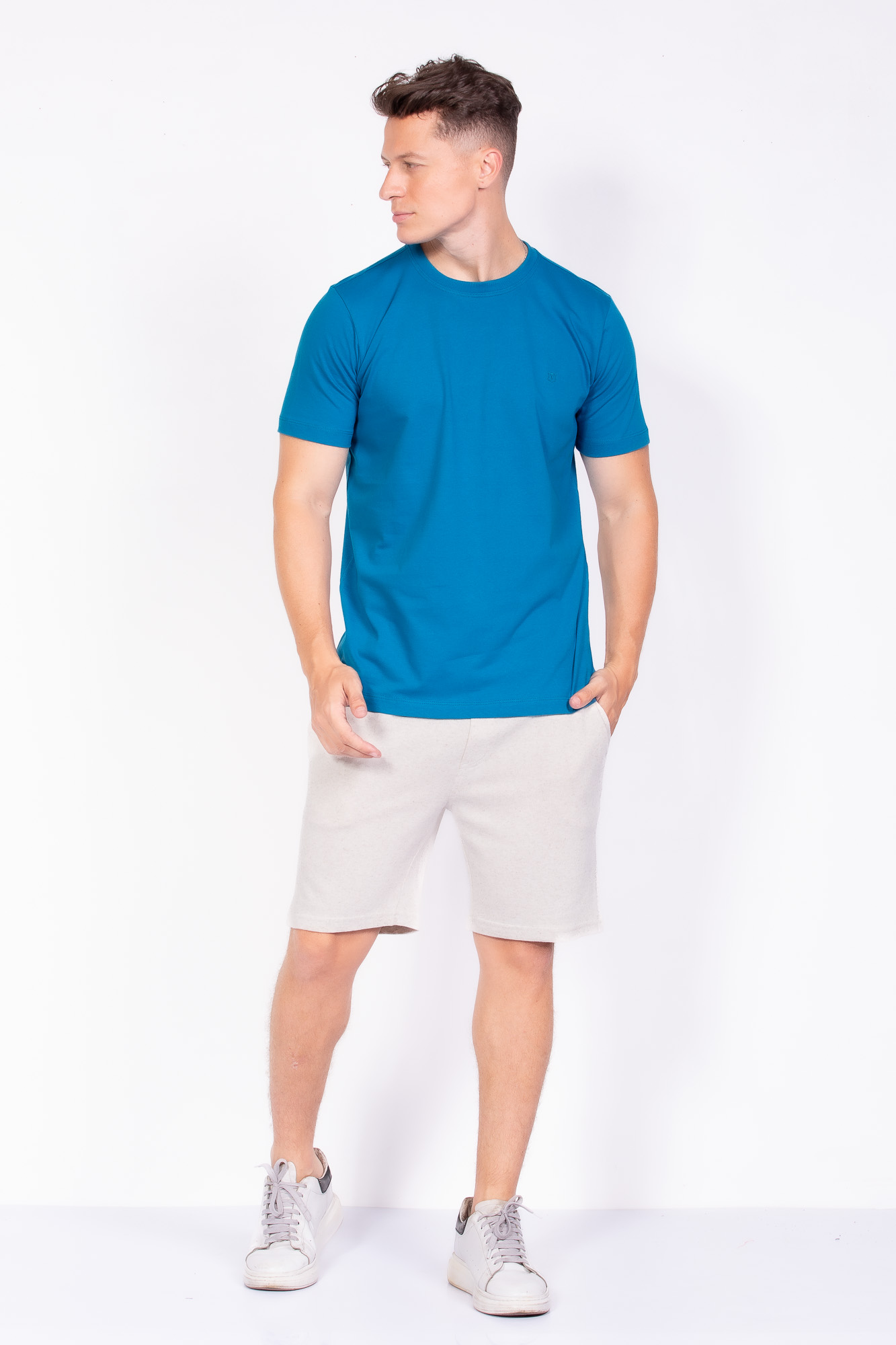Camiseta Básica 100% algodão azul esmeralda