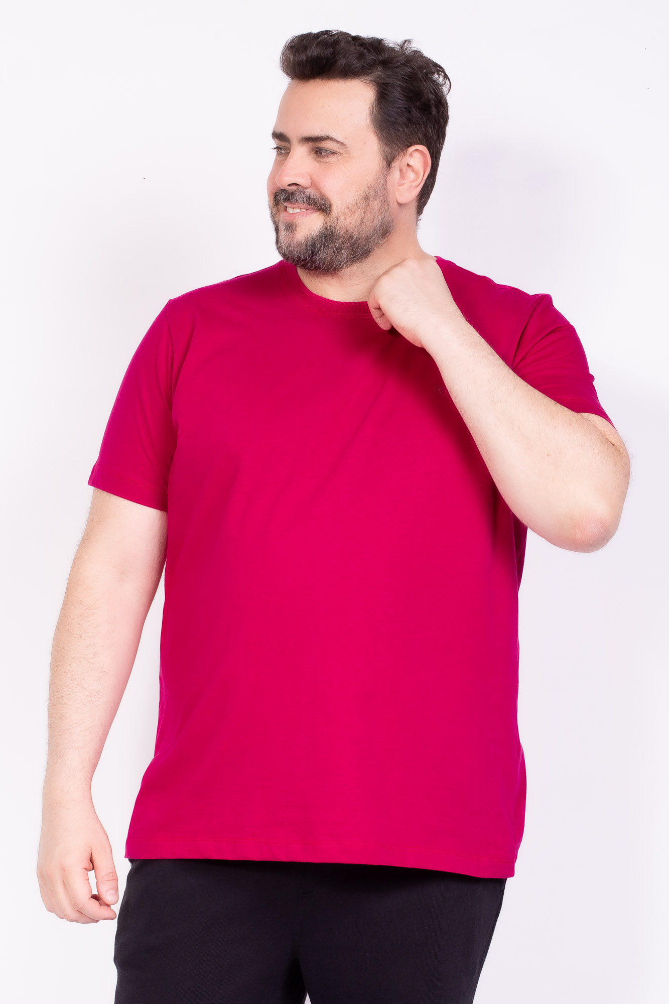 Camiseta Básica 100% algodão rosa dark Plus size