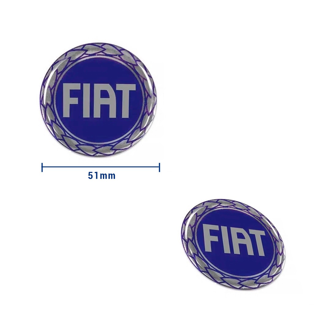 Jogo de Emblemas Resinados 51mm Fiat Para Calotas Rodas
