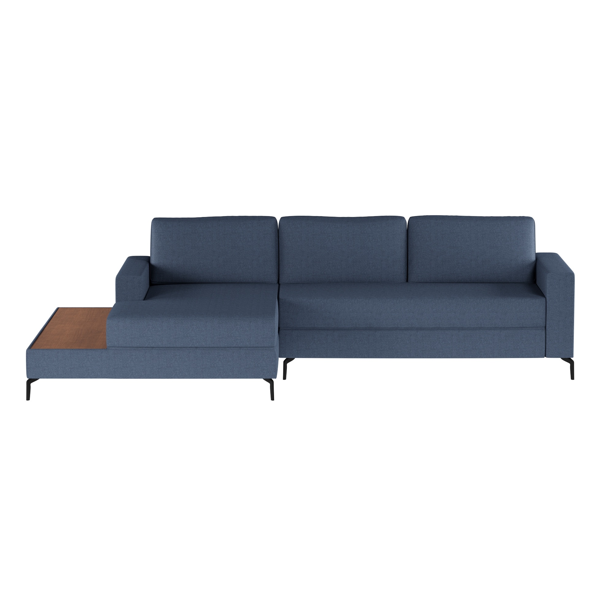Sofá Loft 292 cm 6 Lugares com Chaise Esquerda e Deck | Linho Azul Marinho